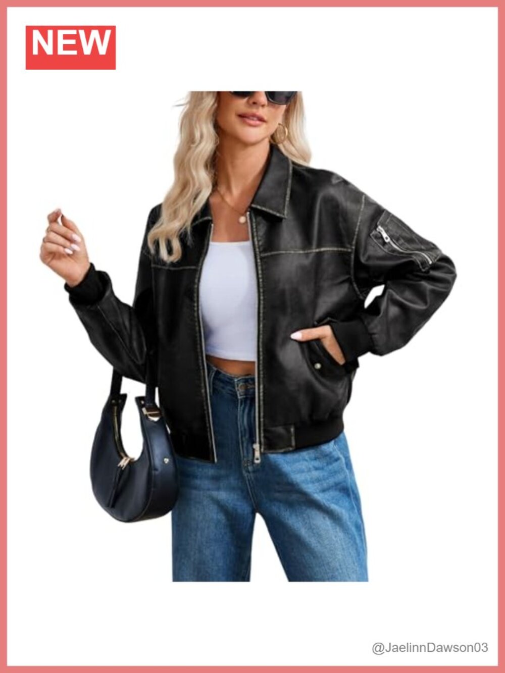Oversized Faux Leather Bomber Jacket Motorcycle Coat